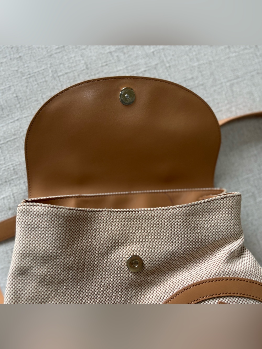 Tory Burch Neutral Canvas Backpack with Tan Leather Trim - Picture 4 of 11